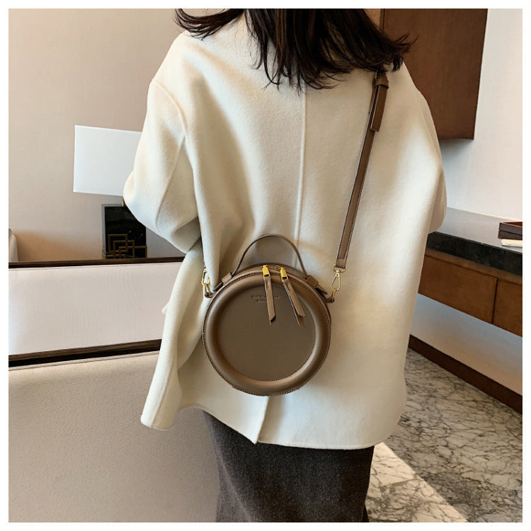 The New Messenger Shoulder Bag Bags Simple Retro Solid Color Ins Small Round Bag My Store