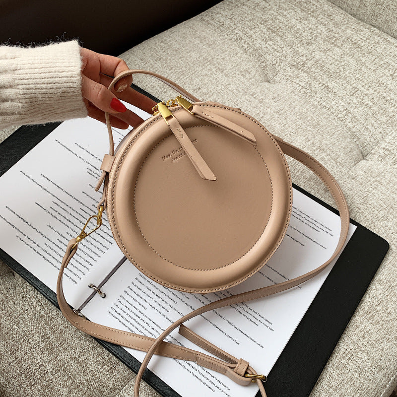 The New Messenger Shoulder Bag Bags Simple Retro Solid Color Ins Small Round Bag My Store