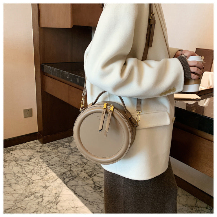 The New Messenger Shoulder Bag Bags Simple Retro Solid Color Ins Small Round Bag My Store
