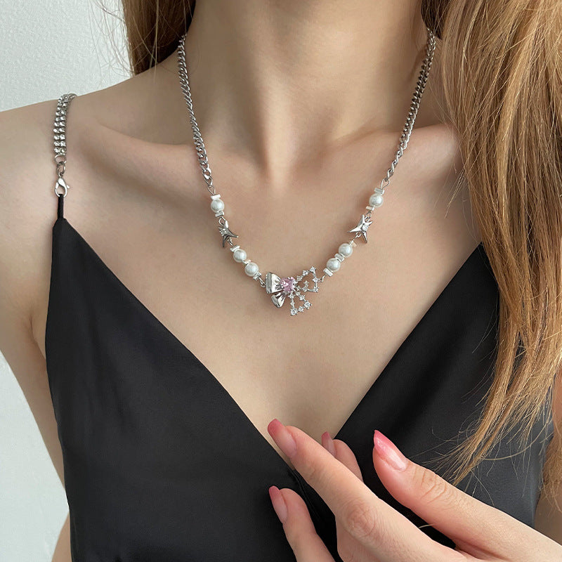 Pearl Stitching Necklace SYTELLA