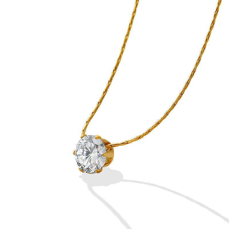 Classy Simple Solitaire Necklace SYTELLA