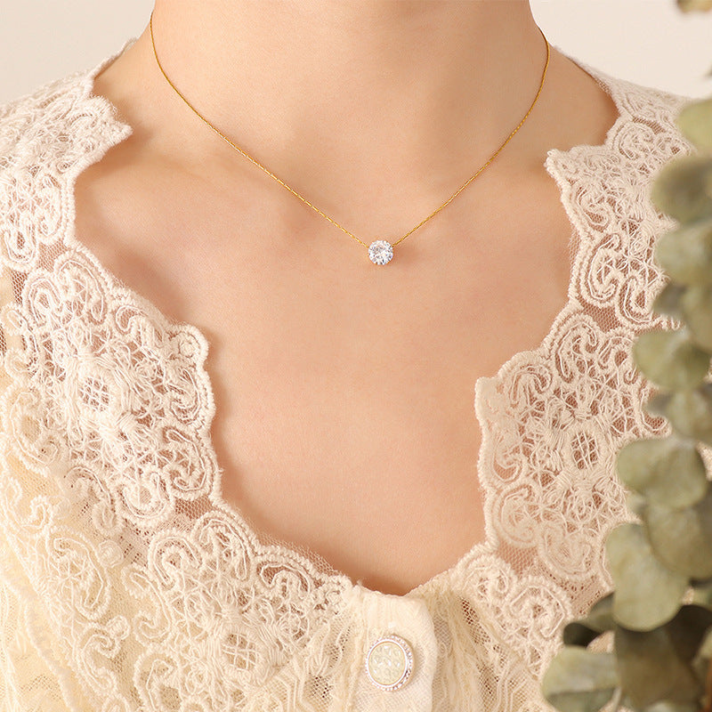 Classy Simple Solitaire Necklace SYTELLA