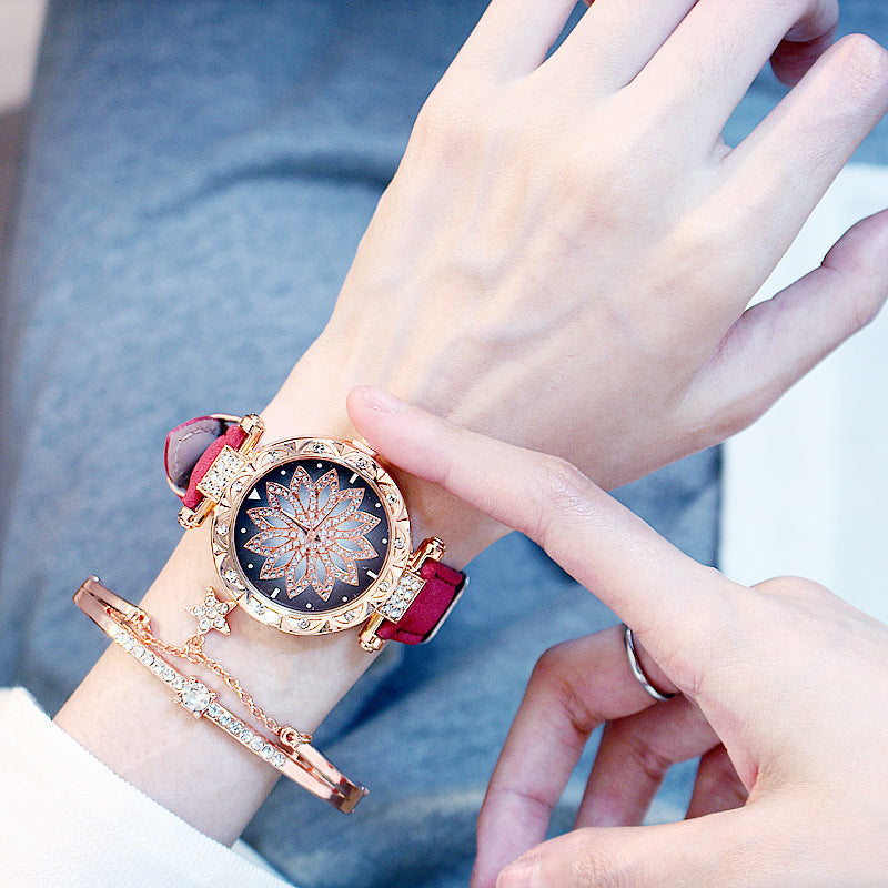 Rotating ladies net red quartz watch casual My Store