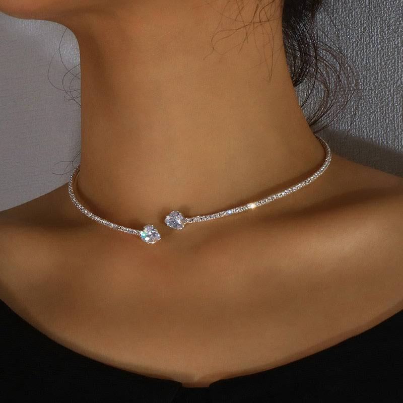 Unique Rhinestone Heart Necklace SYTELLA