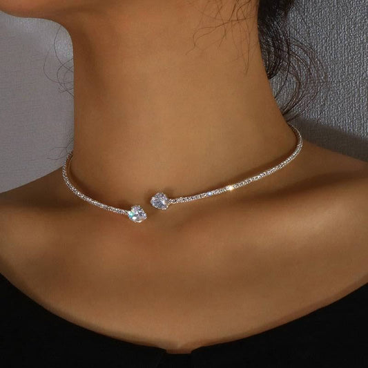 Unique Rhinestone Heart Necklace SYTELLA