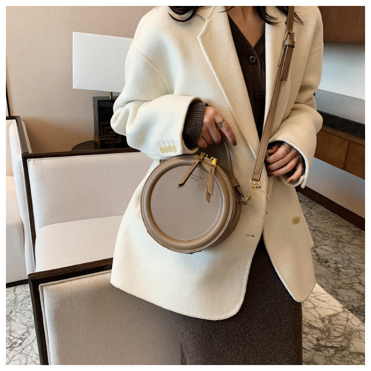The New Messenger Shoulder Bag Bags Simple Retro Solid Color Ins Small Round Bag My Store