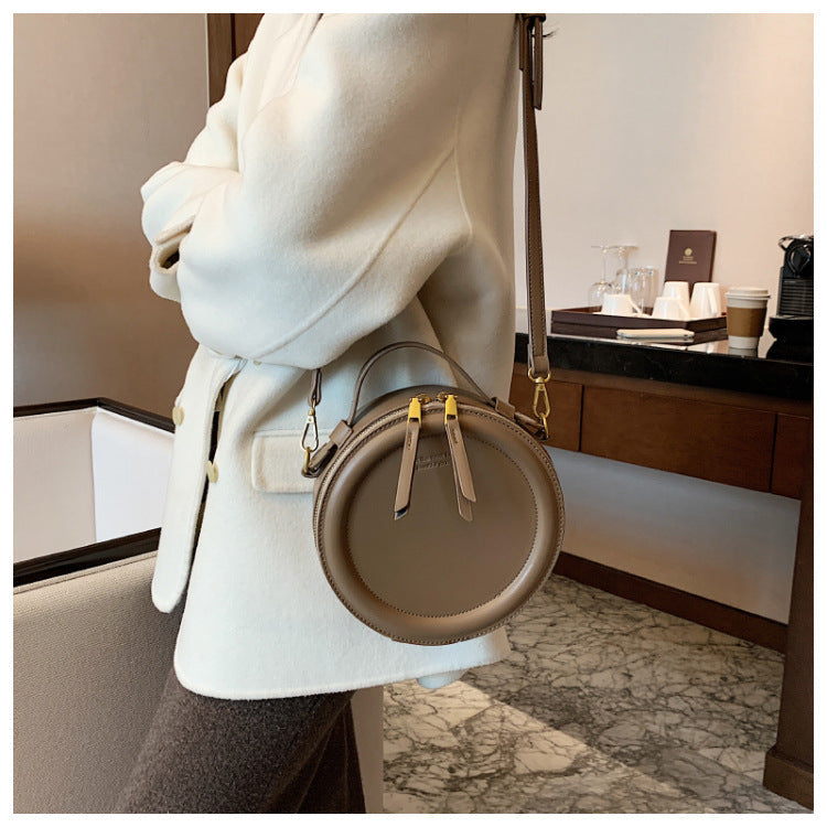 The New Messenger Shoulder Bag Bags Simple Retro Solid Color Ins Small Round Bag My Store