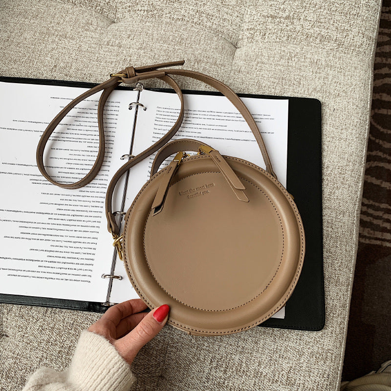 The New Messenger Shoulder Bag Bags Simple Retro Solid Color Ins Small Round Bag My Store