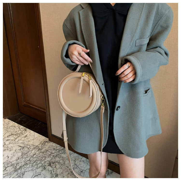 The New Messenger Shoulder Bag Bags Simple Retro Solid Color Ins Small Round Bag My Store