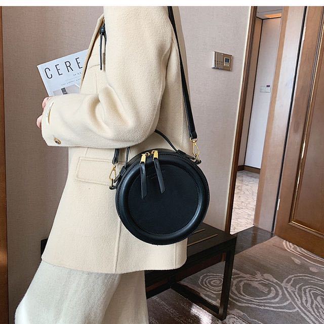 The New Messenger Shoulder Bag Bags Simple Retro Solid Color Ins Small Round Bag My Store