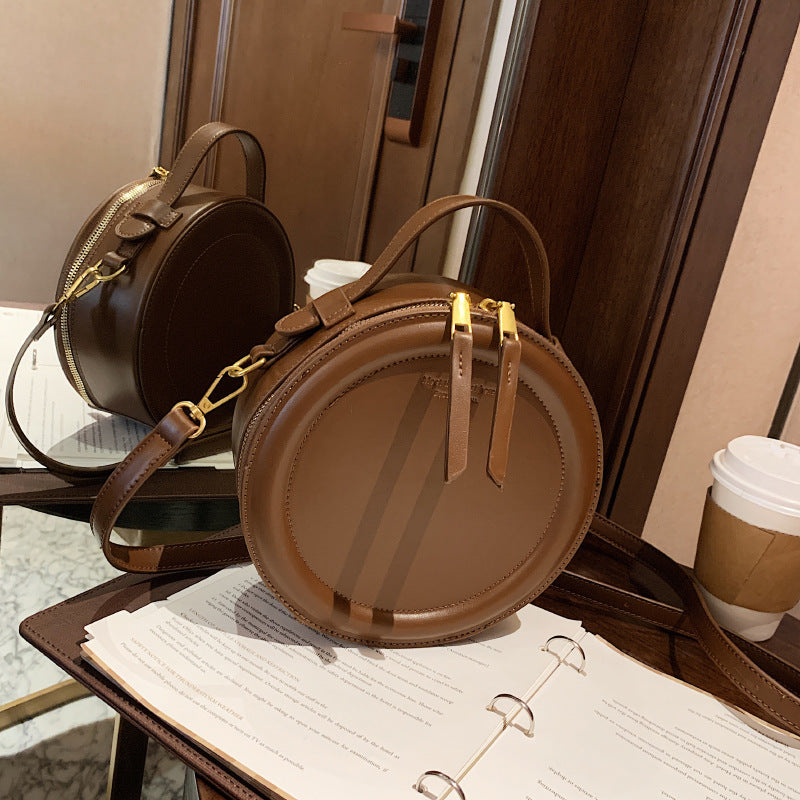 The New Messenger Shoulder Bag Bags Simple Retro Solid Color Ins Small Round Bag My Store