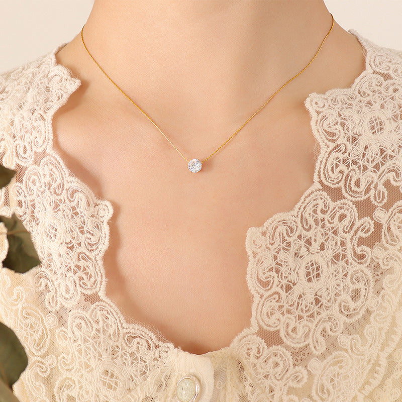 Classy Simple Solitaire Necklace SYTELLA