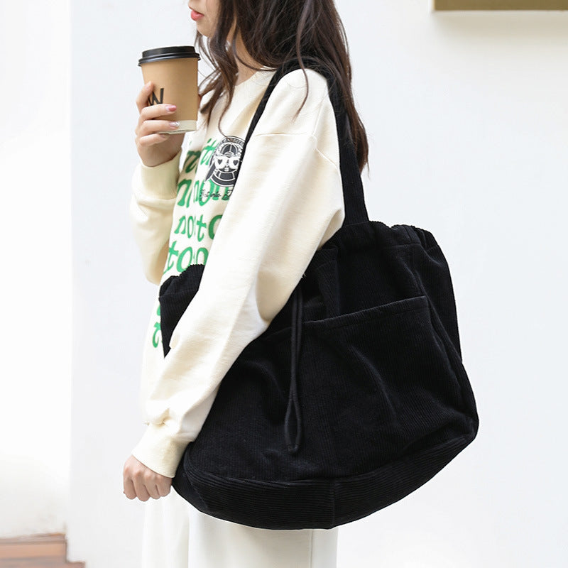 Ins Corduroy Shoulder Bags Drawstring Multi-pocket Handbag Women Underarm Bags My Store