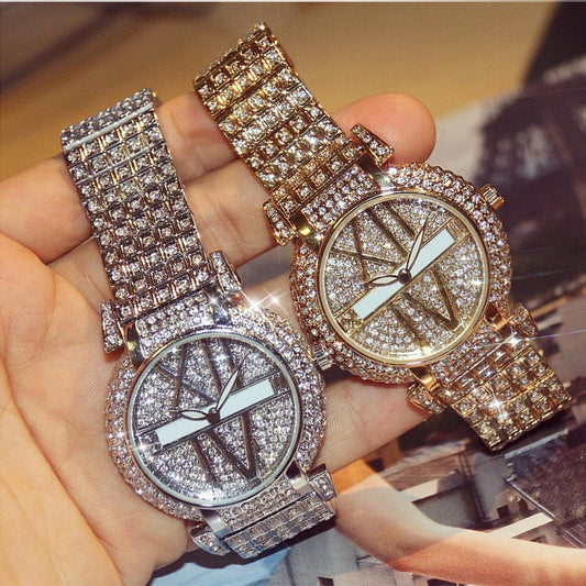 Luxury Diamond Women Watches Fashion Brand Stainless Steel Bracelet Wrist Watch Women Design Quartz Watch Clock relogio feminino My Store