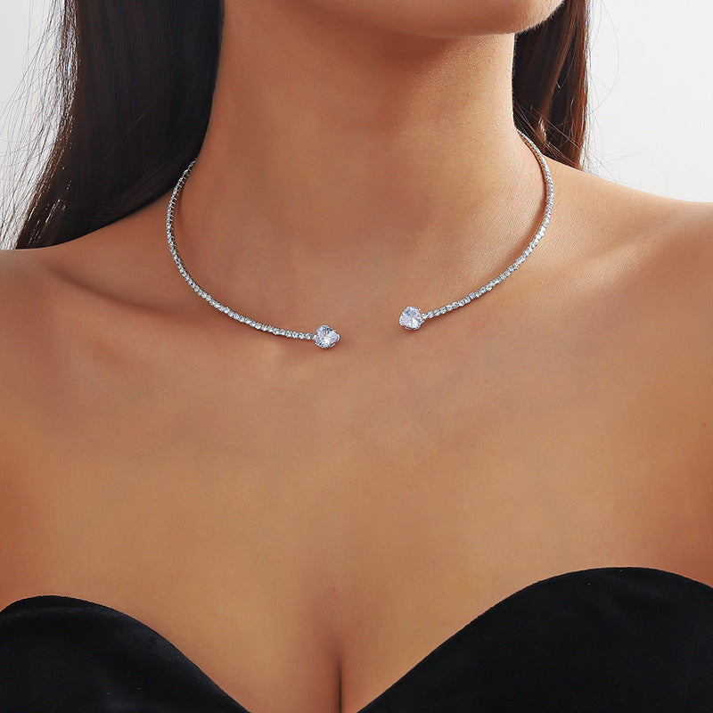 Unique Rhinestone Heart Necklace SYTELLA
