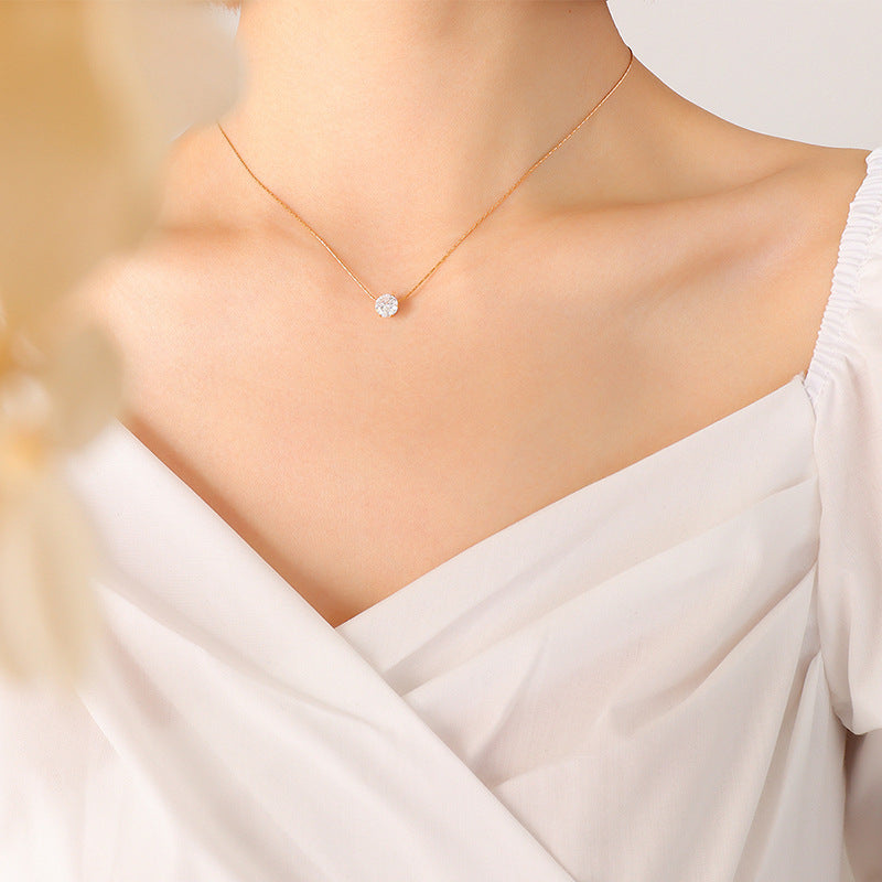 Classy Simple Solitaire Necklace SYTELLA