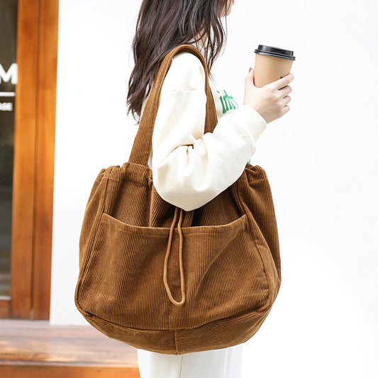 Ins Corduroy Shoulder Bags Drawstring Multi-pocket Handbag Women Underarm Bags My Store