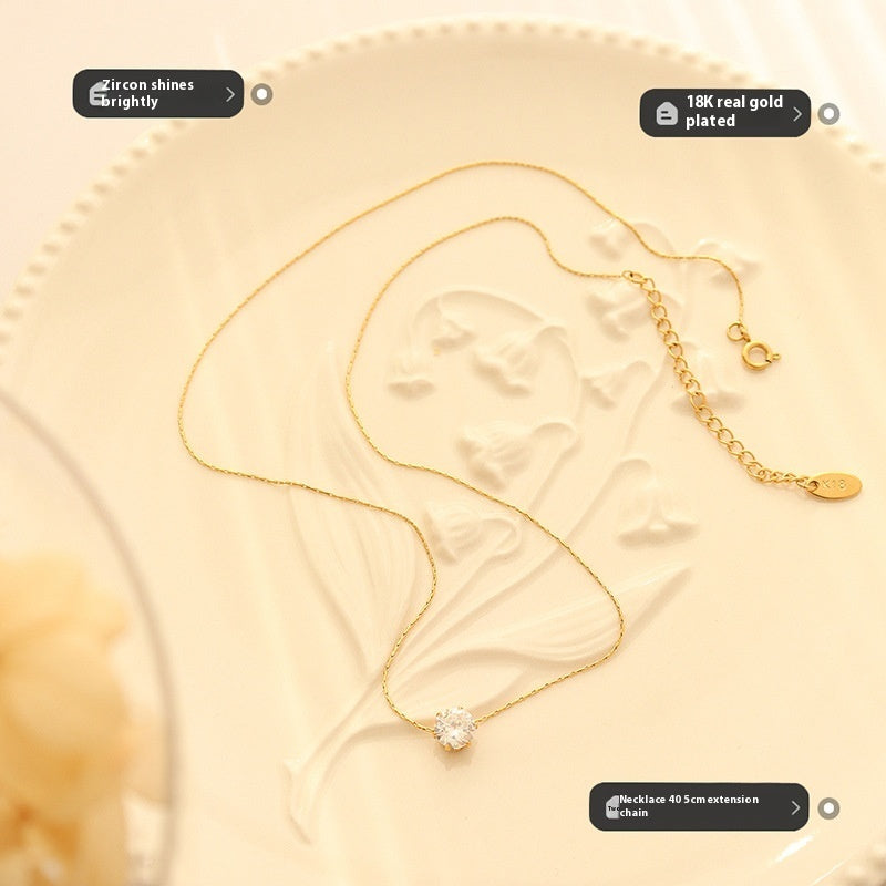 Classy Simple Solitaire Necklace SYTELLA