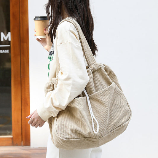 Ins Corduroy Shoulder Bags Drawstring Multi-pocket Handbag Women Underarm Bags My Store