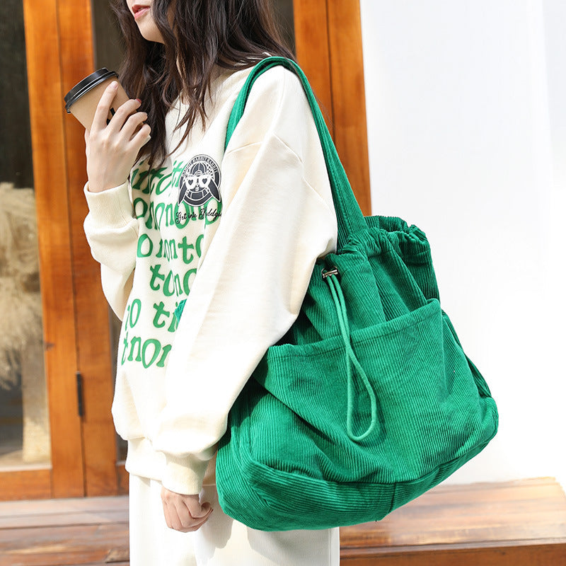 Ins Corduroy Shoulder Bags Drawstring Multi-pocket Handbag Women Underarm Bags My Store