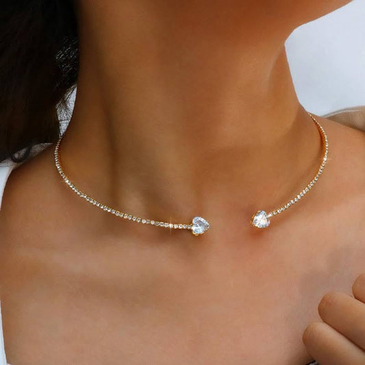 Unique Rhinestone Heart Necklace SYTELLA